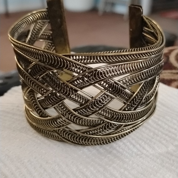 Jewelry - Intricate Braided Metal Cuff Bracelet - Gold Tone